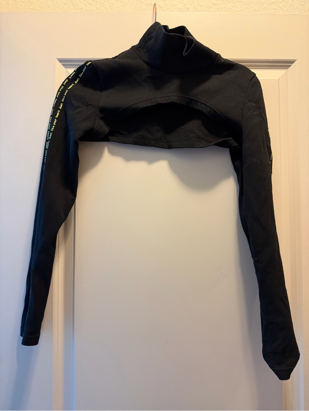 Black Cropped Long-Sleeve Turtleneck with Neon Accent